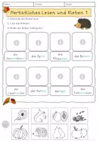 Vorschau - Arbeitsblätter - Lesen und Kleben Herbst Klasse 1/2 - Seite 1