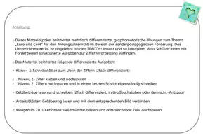 Vorschau - Unterrichtsreihen - Euro & Cent - Graphomotorik - Seite 1