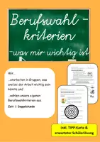Vorschau - Arbeitsblätter - Was ist mir im Beruf wichtig? Was erwarte ich von meinem Beruf? Berufswahlkriterien! - Deckblatt