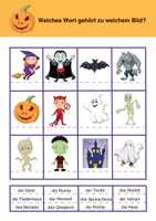 Vorschau - Arbeitsblätter - Happy Halloween - 5 einfache Lernrätsel zum Grusel-Wortschatz - Seite 1