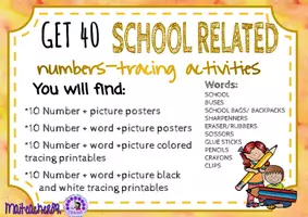 Vista previa - Hojas de trabajo - Numbers 1-10 Tracing Practice -Back to School - - página 2