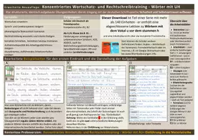 Vorschau - Arbeitsblätter - Konzentriertes Wortschatz- und Rechtschreibtraining - Wörter mit dem Vokal u vor einem stummen h - Seite 1