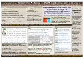Vorschau - Arbeitsblätter - Konzentriertes Wortschatz- und Rechtschreibtraining - Wörter mit v, das wie w ausgesprochen wird - Seite 1