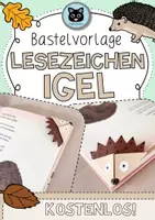 Vorschau - Mal- und Bastelvorlagen - Igel - Lesezeichen | kostenlose Bastelvorlage - Deckblatt