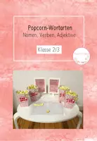 Vorschau - Stationenlernen - Popcorn - Wortarten (Nomen, Verben, Adjektive) - Deckblatt