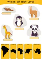 Vista previa - Unidades / Secuencias / Situaciones de Aprendizaje - QUIZ materialpaket Farm or Zoo, How many legs, Land air or water, Continents where animals live - página 3