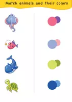 Vista previa - Unidades / Secuencias / Situaciones de Aprendizaje - Worksheet: Match animals and their colors / Hoja de trabajo Emparejar animales y sus colores - página 1