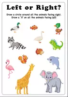 Vista previa - Unidades / Secuencias / Situaciones de Aprendizaje - Position worksheets: Left and right (with animal cards) / Hojas de trabajo: izquierda y derecha (con cartas de animales) - página 1
