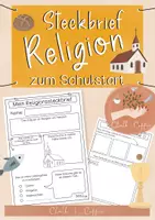 Vorschau - Arbeitsblätter - Steckbrief Religion - Vorlage für den Schulanfang/ Jahresbeginn - Deckblatt