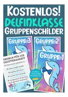 Vorschau - Stationenlernen - Delfinklasse Gruppenschilder kostenlos - Deckblatt