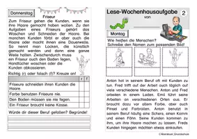Vorschau - Arbeitsblätter - Wochenhausaufgaben Lesen Berufe - Seite 3
