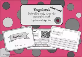 Vorschau - Arbeitsblätter - Tagebuch schwarzweiß - Schreibe auf, was du gemacht hast - Deckblatt