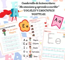 Vista previa - Hojas de trabajo - Cuadernillo de lectroescritura: vocales y emociones. - Portada