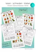 Vorschau - Arbeitsblätter - lesen schneiden kleben HERBST Lesegitter - Deckblatt
