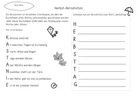Vorschau - Arbeitsblätter - Herbst Akrostichon / Gedicht - Schreibanlass - Seite 1