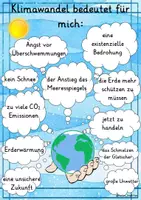 Vorschau - Arbeitsblätter - Was bedeutet Klimawandel? Schreibimpulse, Akrostichon + Plakat Poster Reflexion Sachunterricht - Seite 1