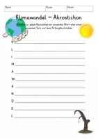 Vorschau - Arbeitsblätter - Was bedeutet Klimawandel? Schreibimpulse, Akrostichon + Plakat Poster Reflexion Sachunterricht - Seite 2