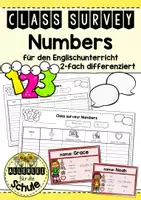 Vorschau - Stationenlernen - Numbers (mit Kartei als Sprechanlass) - Class Survey Englisch Grundschule (Klasse 3–4) – Interview & Speaking Activity für Wortschatztraining Zahlen | Arbeitsblätter - Deckblatt