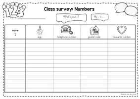 Vorschau - Stationenlernen - Numbers (mit Kartei als Sprechanlass) - Class Survey Englisch Grundschule (Klasse 3–4) – Interview & Speaking Activity für Wortschatztraining Zahlen | Arbeitsblätter - Seite 1