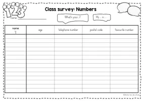 Vorschau - Stationenlernen - Numbers (mit Kartei als Sprechanlass) - Class Survey Englisch Grundschule (Klasse 3–4) – Interview & Speaking Activity für Wortschatztraining Zahlen | Arbeitsblätter - Seite 2