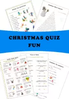 Vista previa - Hojas de trabajo - Winter Christmas quiz: match activities, word search, complete sentence, answer question / Prueba de Navidad de invierno: coincidencia, búsqueda de palabras, oración completa, pregunta de respuesta - Portada