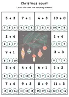 Vista previa - Hojas de trabajo - Christmas fun math: count snowballs, garlands on New Year tree / Matemáticas divertidas navideñas: contar - página 3