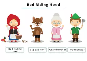 Vista previa - Hojas de trabajo - Learn classic tales characters in English / Red Riding Hood / Pinocchio / Alice in Wonderland / Aprende personajes de cuentos clásicos en inglés - página 1