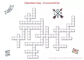 Vista previa - Hojas de trabajo - St. Valentine's day Crossword fun / Diversión de crucigramas de San Valentín - Portada