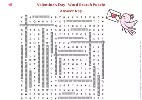 Vista previa - Hojas de trabajo - St. Valentine's Day - 27 Word Search Puzzle / Día de San Valentín - Rompecabezas de búsqueda de 27 palabras - página 1