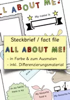Vorschau - Arbeitsblätter - Materialpaket: All about me! - fact file (inkl. Hilfe zum Ausfüllen) - Deckblatt
