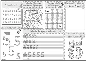 Vorschau - Unterrichtsreihen - Mini-Lapbook | Ziffer 5 | Zifferneinführung - Seite 1