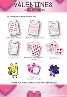 Vista previa - Unidades / Secuencias / Situaciones de Aprendizaje - Valentine's Day MATH CENTER activities - ENGLISH - página 1