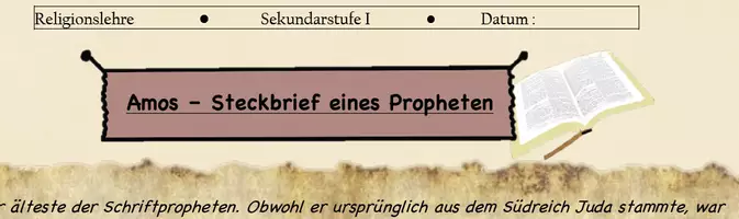 Vorschau - Arbeitsblätter - Amos Steckbrief - Deckblatt