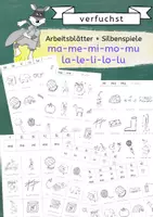 Vorschau - Arbeitsblätter - Arbeitsblätter und Silbenspiele mit den Silben ma-me-mi-mo-mu, la-le-li... - Deckblatt