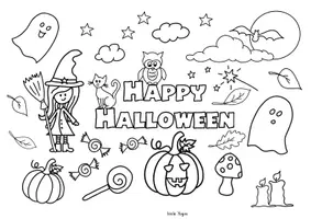Vorschau - Mal- und Bastelvorlagen - 🎃Happy Halloween 👻 Ausmalbild 🌕🦉 - Seite 3