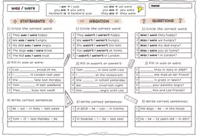 Vorschau - Arbeitsblätter - Past Simple (WAS/WERE) Worksheet (Statement, Negation, Question) - Seite 2