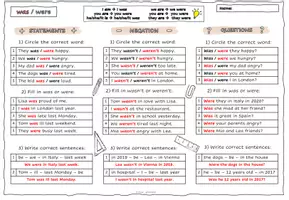 Vorschau - Arbeitsblätter - Past Simple (WAS/WERE) Worksheet (Statement, Negation, Question) - Seite 3