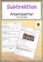 Vorschau - Arbeitsblätter - Subtraktion Arbeitsblätter mit Lösungen zur Wiederholung - Deckblatt