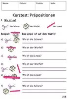 Vorschau - Arbeitsblätter - Übung und Kurztest Präpositionen - Grammatik - DaZ / Deutsch - Deckblatt