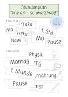 Vorschau - Mal- und Bastelvorlagen - Stundenplan/ Tagestransparenz ("line art"/sw) Grundschule & Sek I - Deckblatt
