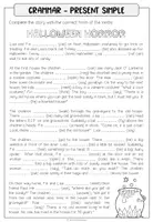 Vorschau - Arbeitsblätter - Present Simple - Grammar Worksheet (Halloween Story) - Seite 1