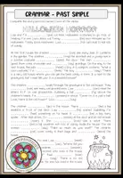 Vorschau - Arbeitsblätter - Halloween – Englisch, Past Simple, Grammatik, Arbeitsblatt, Past Tense, Simple Past, Halloween Story, Lückentext, Englischunterricht | Worksheet, Übungen, Klasse 6, 7, Sekundarstufe - Deckblatt