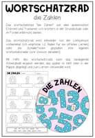 Vorschau - Arbeitsblätter - Zahlen – DaF, DaZ, Deutsch, Wortschatz, Vokabeln, Arbeitsblatt, Zahlen lernen, Begriffe lernen | Wortschatzrad, Deutsch lernen, Sprachförderung, Klasse 2, 3, 4, Grundschule - Seite 1