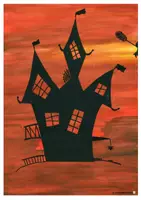 Vorschau - Stundenentwürfe - Kunststunde: Das gruselige Halloweenhaus (A4/A3) - Deckblatt