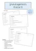 Vorschau - Arbeitsblätter - Grundlagentests/ Kopfrechentests Mathe Klasse 8 - Deckblatt