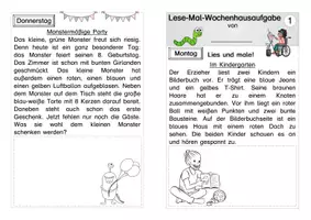 Vorschau - Arbeitsblätter - Wochenhausaufgabe Lesen und Malen - Seite 1