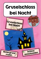 Vorschau - Mal- und Bastelvorlagen - Kunst: Gruselschloss bei Nacht - Deckblatt