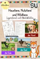 Vorschau - Arbeitsblätter - Haustiere, Nutztiere und Wildtiere - Deckblatt