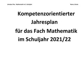 Vorschau - Lehrpläne/Lehrermaterial - Jahresplan Stoffverteilungsplan: Mathematik (Klasse 3, Bayern) - Seite 1
