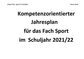 Vorschau - Lehrpläne/Lehrermaterial - Jahresplan Stoffverteilungsplan: Sport (Bayern, Klasse 4) - Seite 1